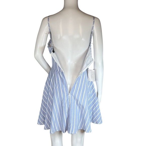 Trixxi Dress Women Small Blue White Striped Fit Flare Ruffle Wedding Guest Party - Picture 5 of 8